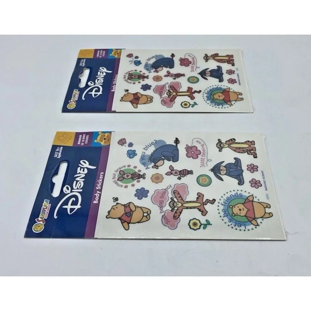 Winnie The Pooh Body Stickers Sandy Lion Disney Vintage Unopened Lot of 2 Packs